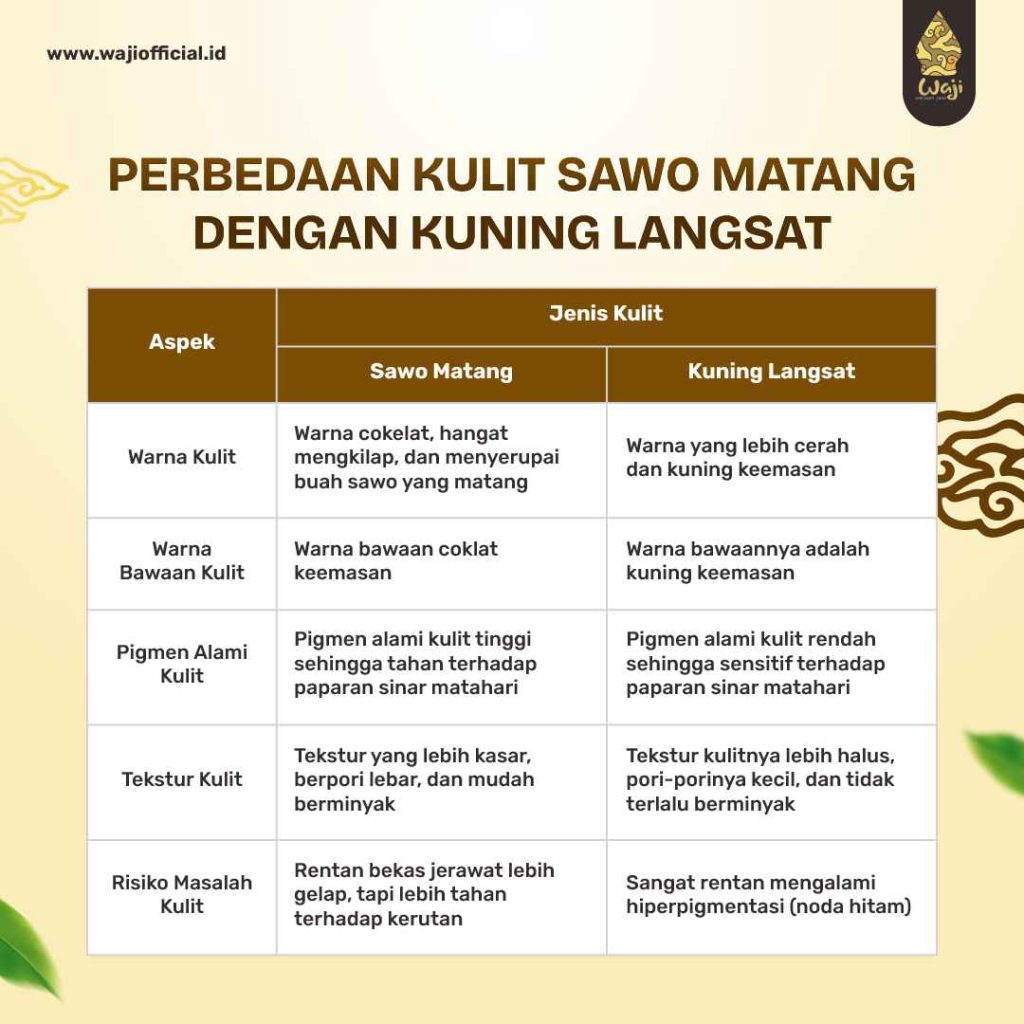 perbedaan kulit sawo matang dengan kuning langsat